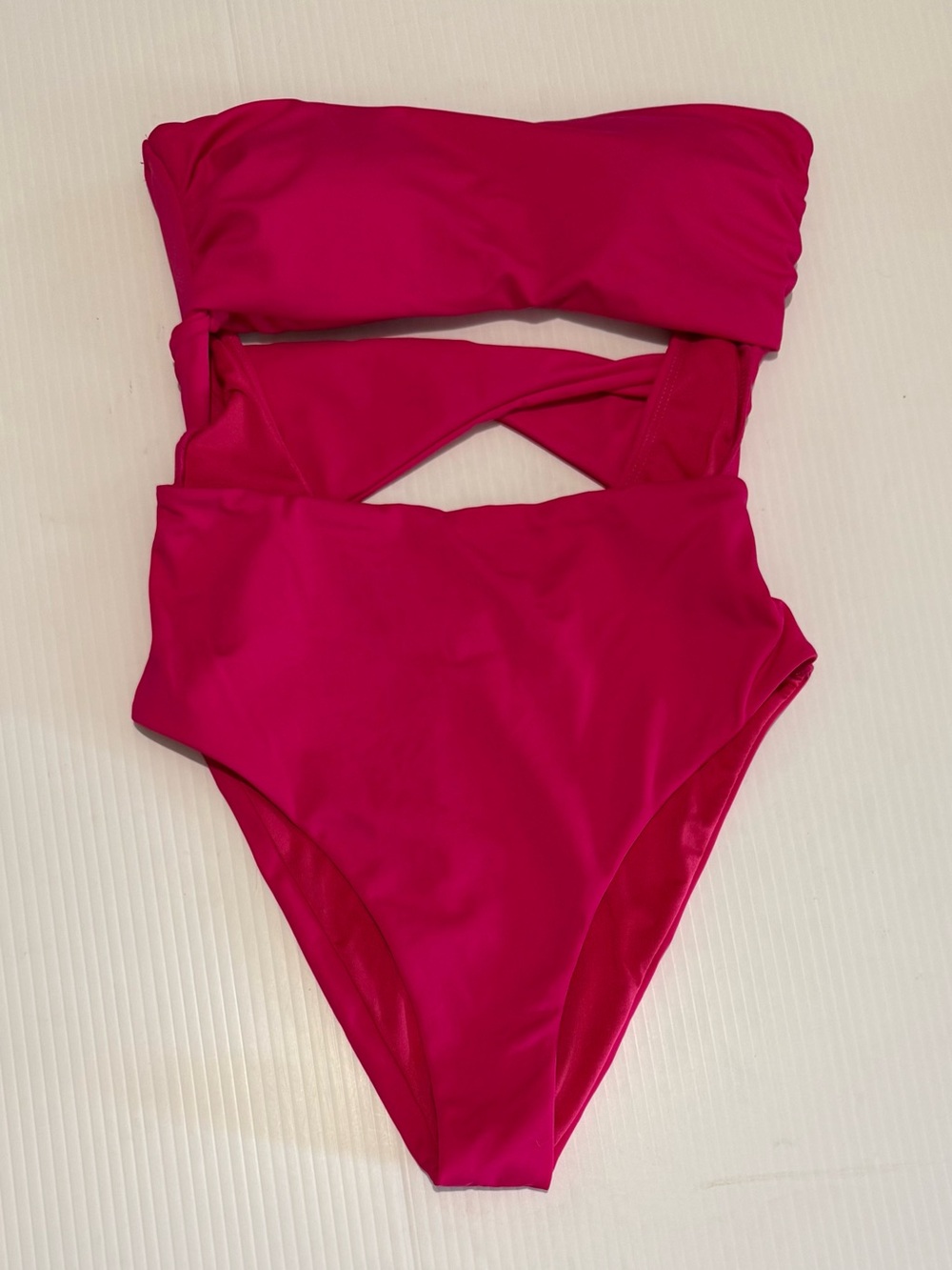 Altar'd State Hot Pink Strapless Cutout One-Piece Swimsuit
